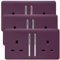 Trendi 2 Gang Artistic Modern Glossy 13 Amp Switched Plug Socket Plum (3 Pack)