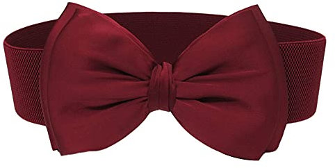 Jungerhouse Damen Vintage Breiter Taillengürtel mit Schleife Gürtel Klassische Retro Schleife Elastische Tailleband Waist Belt Frauen (Einheitsgröße,weinrot)