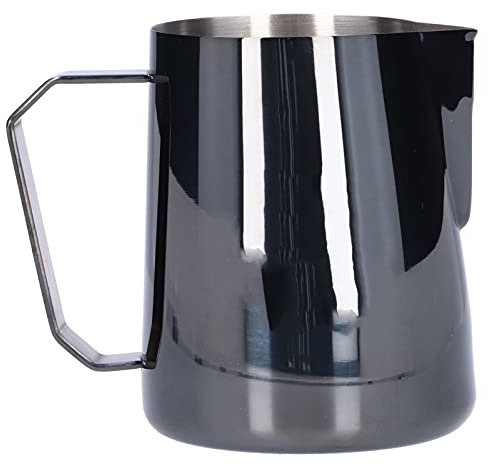 Stainless Steel Milk Jug, 600ml Handheld Coffee Creamer Milk Frothing Pitcher Jug Cup, Milk Pitcher Jugs Perfect for Barista Cappuccino Espresso Making (600ml(with Label))