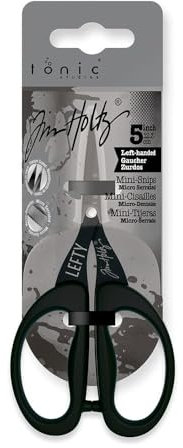 Tonic Studios Tim Holtz Mini-Schere, antihaftbeschichtet, Mikro-Zacken, 1,5 m, für Linkshänder