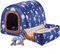 Haustierbett, Großer Hund Hundehütte Winter Warm halten Waschbar Innen Luxus Hundehütte Vier Jahreszeiten Hundehöhle Iglu 2 in 1 Hunde Kissen mit Knochenspielzeug,F,105x80x72cm