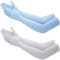 Jecery 2 Paar UV-lange Sonnenhandschuhe für Damen, Sonnenschutz, Fahrhandschuhe, rutschfest, Vollfinger-Arm, Sonnenschutz für Outdoor-Sportarten, grau, blau, 20.08 inches long, 3.35 inches wide