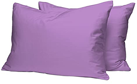 Pizuna 2er Pack Kissenbezug 40x80cm Baumwolle Lila 400 Fadenzahl | Luxuriöser Soft-Satin 2er Pack Kissenbezüge, 100% Langstapel Baumwolle Nur Kissenbezug (Lila, 40x80 cm) Mako Satin
