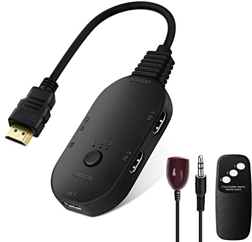 NEWCARE HDMI Switch 4K 60HZ,HDMI Switch 3 in 1 Out HDMI Switcher HDMI Umschalter mit Fernbedienung Support 3D,1080P,HDCP 2.2,HDR für Xbox PS5/4/3 Sky Box TV Fire Stick Blu-ray/DVD Player