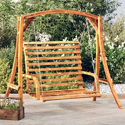 Hommdiy Schaukelbank Bugholz Massiv mit Teak-Finish 126x63x92 cm