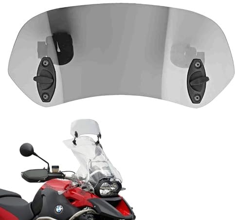Tissting Motorrad Windabweiser Aufsatz, Verstellbare Clip-on Windschild Spoiler 285 x 125 mm Tawny Acryl Universal Motorrad Windschutzscheibe Erweiterung