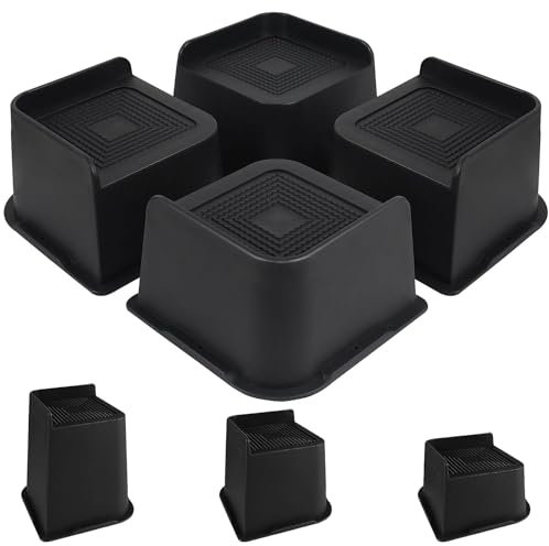 Duscdesp 4 Stück 7.6cm Möbelerhöhung, L-Form Betterhöhung Tischerhöhung Robuste Schwerlast Tischbein Verlängerung Möbel Erhöhung Möbelfüße für Schreibtisch Sofa Tisch Couch Stuhlbein Bett Füße