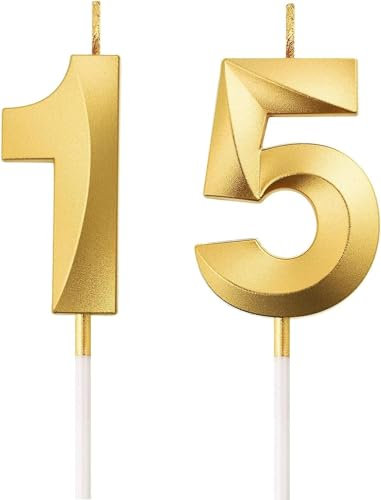 AIYONG 15. Geburtstag Kerzen Kuchen Ziffer Kerzen Alles Gute zum Geburtstag Kuchen Topper Dekoration für Geburtstag Party Hochzeit Jahrestag Feier Lieferungen 51. Geburtstag