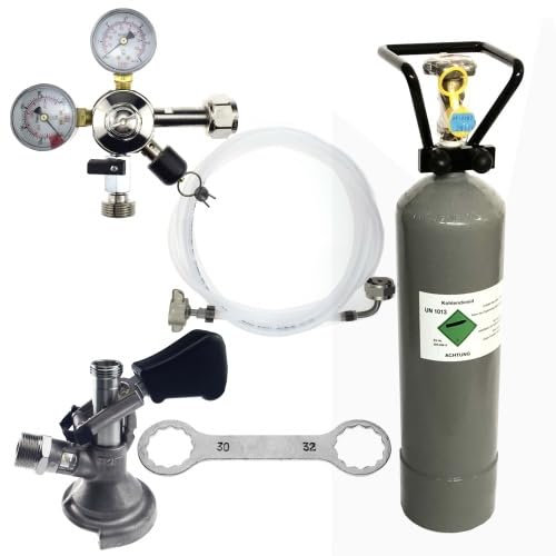 Bierzapfanlage Zubehör Set, 2,0kg CO2 Flasche, Flach-Zapfkopf Typ A