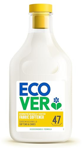 Ecover Fabric Softener, Fabric Conditioner to Soften Your Clothes, Fresh Gardenia & Vanilla Scent, 1 x 47 Washes, 1 x 1.43L