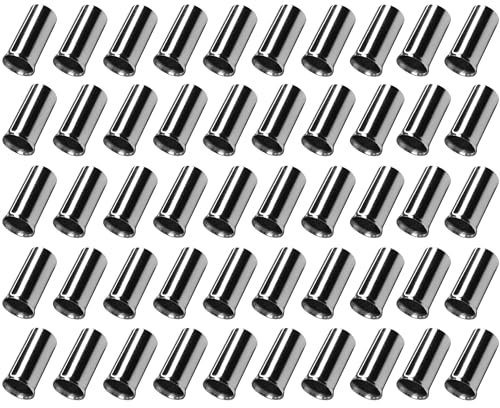 cyclingcolors 50 Stück Bowdenzug Schaltzug Endkappe Endhülsen 4mm Derailleurkabel Schaltseil Silber Fahrrad Ersatzteile