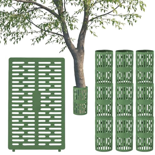 LEKEFETO 9 pezzi di protezione per albero di Natale, protezione per tronchi, protezione espandibile per albero, manicotti per albero, grande protezione contro roditori, trimmer, tosaerba, verde, 20 x