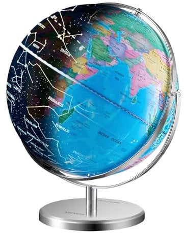 VEVOR Beleuchteter Globus, 330,2 mm, pädagogischer Weltglobus mit stabiler Schwermetallbasis und LED-Sternbild-Nachtlicht, HD-gedruckte Karte, drehbar (Kartenbild und Handbuch AUF Englisch)
