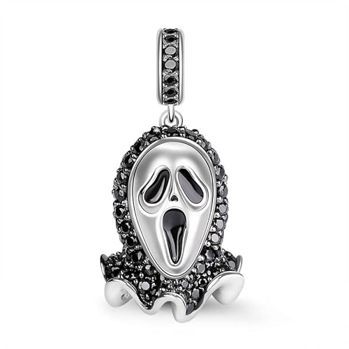 Scream Horror Mask Halloween Ghost Face Charm Bead Pendant 925 Sterling Silver Dangle Compatible With Pandora Charm Bracelet