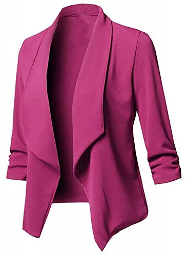 NZYIHAO Crop Blazer, elegante cardigan da donna, tinta unita, slim fit, blazer, pieghevole, con collo a risvolto, a maniche lunghe, per lavoro, per il tempo libero, Z1 rosa., L