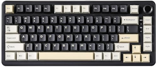 YUNZII B75 Mechanical Keyboard, 75% Hot Swappable Keyboard with Knob, RGB Backlit Gasket Gaming Keyboard with Double-Shot PBT Keycaps, Cherry Profile, for WIN/MAC (black, milk v2)