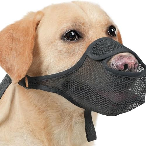 FDEETY Maulkorb für Hunde Weicher Netzmaulkorb für Kleine Mittelgroße und Große Hunde Verstellbare von Beißen Lecken und Kauen Ermöglicht Hecheln und Trinken(Schwarz XL)