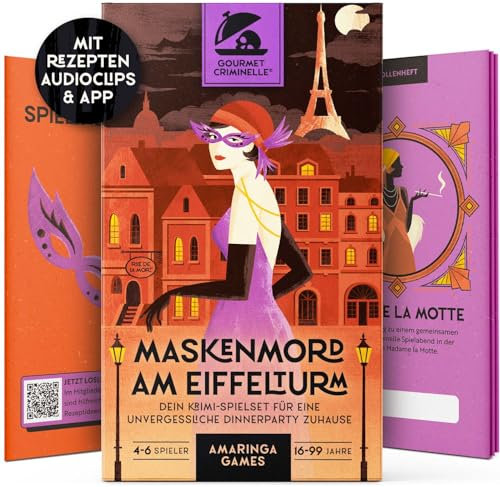 Gourmet Criminelle® Krimidinner für zuhause I 4-6 Personen I Mysteriöser Mordfall Maskenmord am Eiffelturm für Deine Crime Dinner Party I Spannendes Krimi Dinner Spiel ab 16 Jahren I 4-6 Spieler