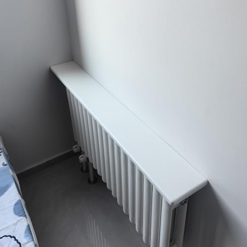 Heizkörperregal Universelle Heizkörperabdeckung, weiß, staubdichtes schwebendes Regal über dem Heizkörper 160 140 120 100 80 cm, Heizregale mit wärmereflektierender Folie/Befestigung/Halterungen(A,90c