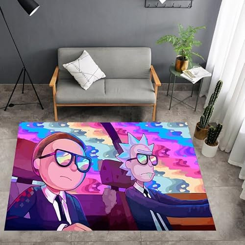 WZSDANZI Anti-Rutsch 3D Druck Rick und Morty Bodenteppiche, Schlafzimmer Wohnzimmer Dekor, Bereich Teppiche Anti-Rutsch-Fußmatten.,50 * 80cm