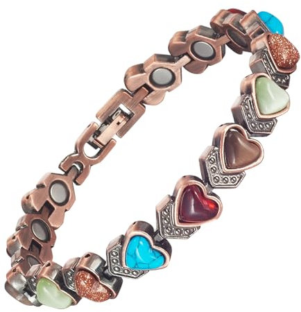 EnerCoppeX 99,99% reines Kupfer, magnetisches Kombinationsarmband und Ring, die den guten Segen Jesu Christi darstellen, christliches Kreuz, Tragetasche (A), 6.3 inch, Kupfer