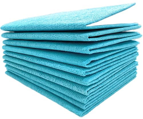Clim Profesional 10 Paños de Limpieza Mágico Cristales y Espejos. Limpia Sólo con Agua. Bayetas de Microfibra Prensada de 35x35CM. Limpia sin Huellas Sólo con Mojar para Cocinas, Automóvil, Muebles