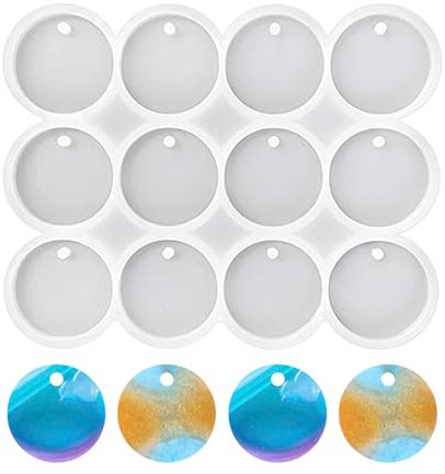 Silikonformen Epoxidharz, Schmuck und Schlüsselanhänger-DIY Anhänger Formen Set - runde Form mit Löchern, Anhänger Epoxidharz Gießform für Halskette Ohrringe Basteln
