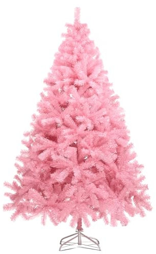 COMHOMA Christmas Tree 6ft Pink Artificial Christmas Tree with 800 Tips Xmas 180CM Tree Foldable Metal Stand for Indoor Outdoor Holiday Decorations