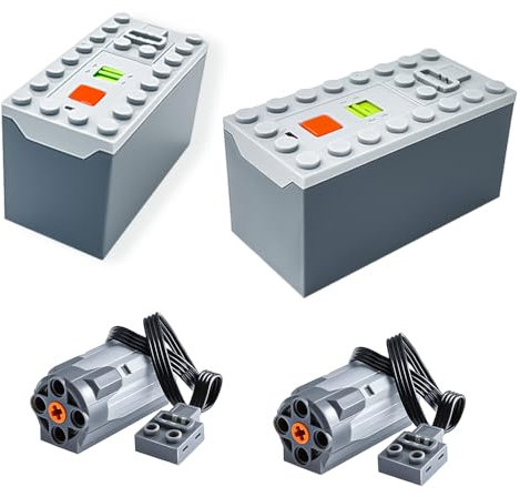 Power Functions M-Motor 8883 (2 PCS) Battery-Box-88000 (2 PCS) Compatible with Major Brand Motor MOC Technic Parts