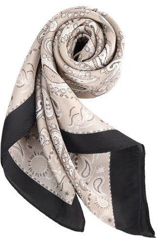 DAMILY Bandana Herren Damen-70x70cm Kopftuch Vintage Krawattenschal Halstuch Unisex Tuch Cowboy Accessoires für Sommer Paisley (Beige)