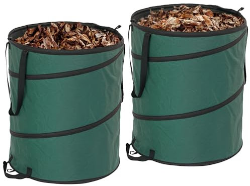 Outsunny Gartensack 2x160L wasserdicht Gartenabfallsack mit Griffe, stabil Laubsack, selbststehend Gartensäcke, wiederverwendbare Gartenabfallsäcke für Gartenabfälle Grünschnitt