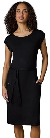 Ragwear Damen Sommerkleid Kurzarm Midikleid mit Stoffgürtel Taggien YOUMODO Black Gr. XS