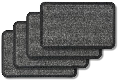 Astra Fußmatte Außen & Innen - Grau Linien 40 x 60 cm 4er Set (Rechteckig) | Robuste Gummi Sauberlauf Türmatte langlebig Schmutzfangmatte sehr strapazierfähig Fussmatte aussen Stufen leicht zu reinigen