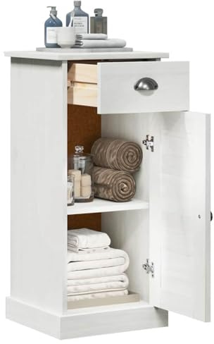 vidaXL Badezimmerschrank VIGO Braun und Honigbraun 37,5 x 34 x 80 cm | Perfekt für kleine Badezimmer, Mit klassischen Details und einem Vintage-Look, Aus robustem Kiefernholz