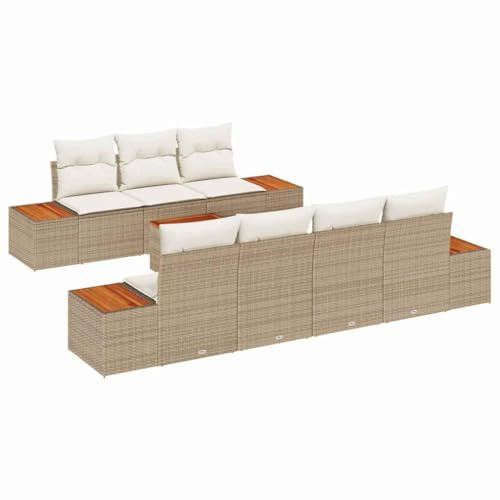 vidaXL Garten-Sofa-Set 8 STK. Beige Poly Rattan
