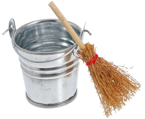 TOYANDONA Miniatur-Besen Eimer-Set Für Puppenhäuser Mit Handgefertigtem Besen Und Kleinen Eimer Für DIY-Dekoration Und Wohnszenen Für Kreative Projekte Und Halloween-dekor