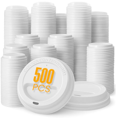 White Flat Coffee Cup Lids 90mm for 12oz Cups Pack of 500 Disposable | Secure snap fit rim with leak resistant seal, sip opening for hot drinks, stackable, suited to cafes, takeaways and delivery