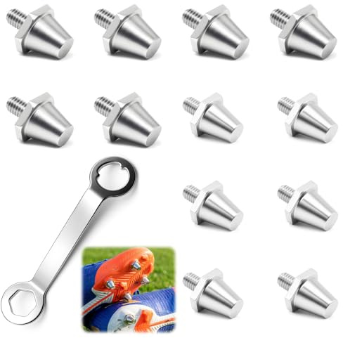 12Pcs M5 Metal Studs Football Boots for Nike, 11/13/15 mm Alloy Replacement Studs Includes Wrench Easy Installation Football Stud Metal Spikes Football Boots Replacement with Stud Wrench