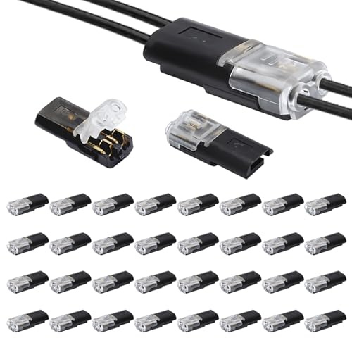HENGBIRD 40 Stück Kabelverbinder 2 Polig ohne Abisolieren, Steckverbinder 12v für Kfz Led Auto Elektro, Kabel Verbinden für 18–22awg Flachkabel Diy Projekte