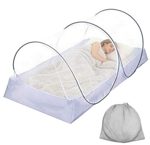 Hengrongshen Moskitonetz Bett, 200 x 100 x 73cm Pop Up Moskitonetz Reisen Faltbar, Mückennetz Tragbares Fliegengitter mit Reißverschluss, Leichtes Bettzelt für Kinder, Babybett, Outdoor-Camping
