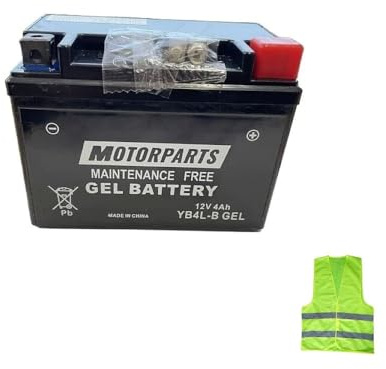 BATTERIA MOTO YB4L-B 12VOLT 4AH BATTERIE SCOOTER IN GEL COMPATIBILE CON BETA ARK/ARK LC DD/DT 50 per anno 1996 al 1999 120X70X92MM FORNITA CARICA E PRONTA PER ESSERE UTILIZZATA