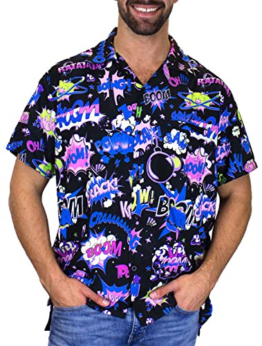 King Kameha Funky Hawaiihemd, Kurzarm, Boom Bang, Monoviolett, XL