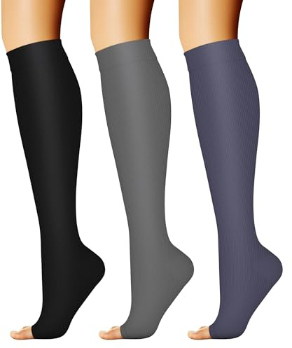 CHARMKING 3 Pairs Copper Compression Socks for Women & Men Circulation 15-20 mmHg is Best for All Day Wear Running Nurse