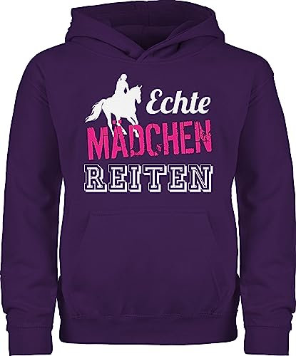Kinder Hoodie Jungen - Pferd Pferde - Echte Mädchen reiten - 152 (12/13 Jahre) - Lila - pferdepulli pferdepullover pferdeliebhaber horses pullover reitpullover reithoodies reiter reiterinnen pulli