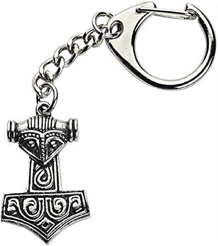 Emblems-gifts Viking Thors Hammer with Face Handcrafted from Solid Pewter In UK Key Ring (WA)+ 59mm Button Badge
