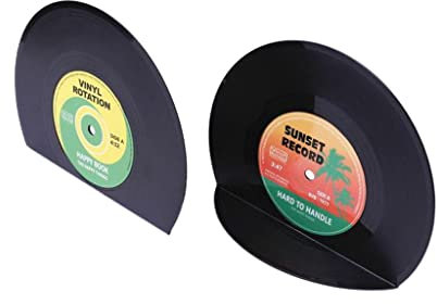 PETSOLA 1 Paar Buchstützen Buchhalter CD Stützen Halter Vinyl Muster