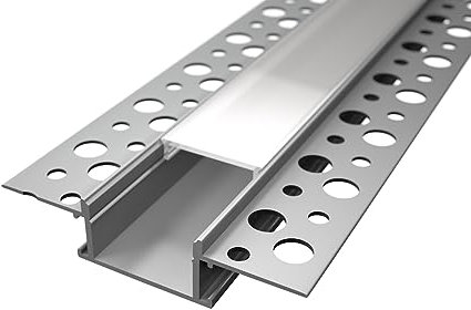 Profilé encastrable en aluminium Alfa LP3050 de 2 m, pour placoplâtre et double bande à LED, diffuseur opaque