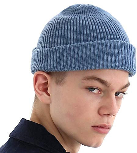 UNDERCONTROL Winter Trawler Fisherman Beanie Herren Damen Unisex Stylische einfarbige Docker-Totenkopfmütze zum Aufrollen, Uhrenkappe, Farbpaket (Himmelblau)