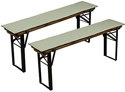 Sensalux Bierbankauflagen Kunstleder Grau-Weiß 120x25 cm, 2er Set Klett