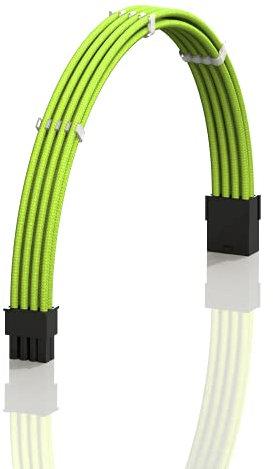 LINKUP - AVA 50cm PCI-E 8 Pin (6+2) GPU PSU Power Supply Braided Sleeved Custom Mod PC Extension Cable w/Combs | Strong & Stiff Design | Single Pack | 500mm - Green